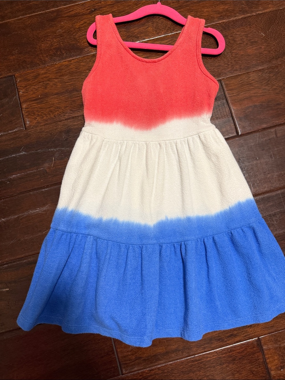 Cat & Jack Girls 4th of July Tie-Dye Terry Dress Sz small 5/6 Like New